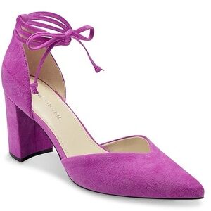 Marc Fisher Cerana Fuchsia Suede Heels with Ankle Tie, Size 8.5
